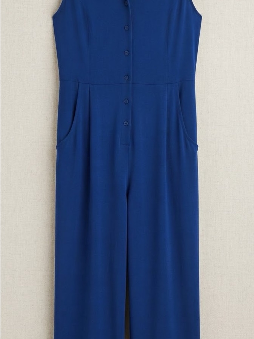 NWT Melissa McCarthy Seven7 Blue V-Neck Sleeveless Jumpsuit Size L
